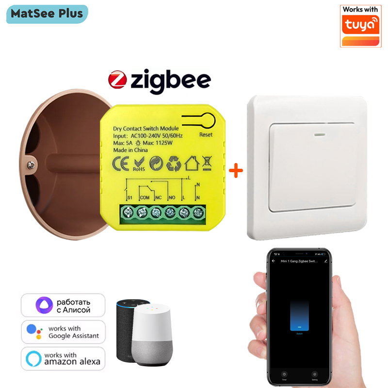 Smart Home Plus - Smart ZigBee Droogcontactschakelaar Relais 5A Module