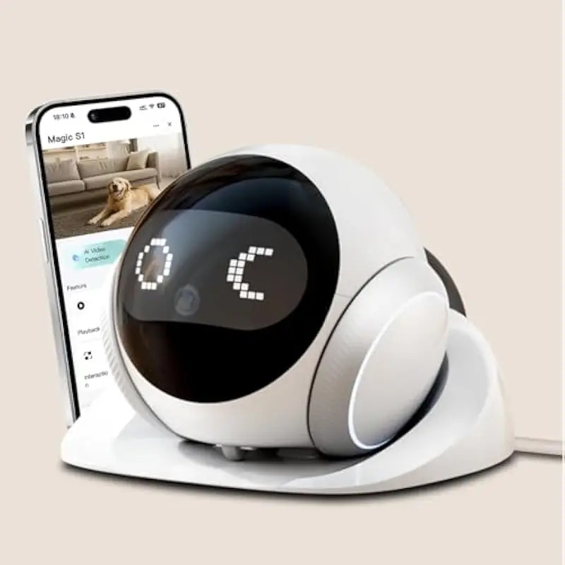 Smart Home Video - Beweegbare Indoor Huisdierrobotcamera met automatisch oplaadstation,